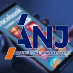 Het anj-logo op een achtergrond toont een telefoon die toegang heeft tot casinospellen op facebook.