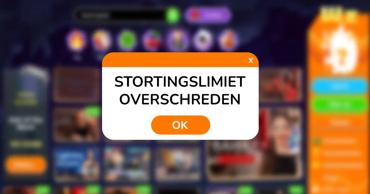 Websitevenster met de tekst 'stortingslimiet overschreden'