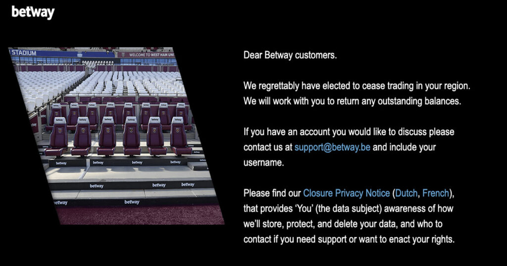 Betway message