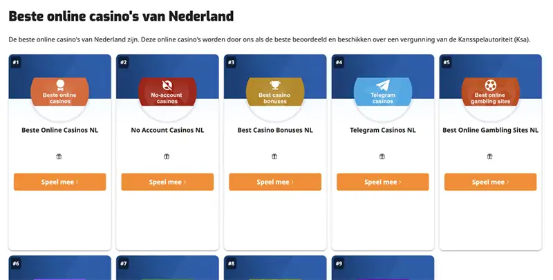 Capture d'écran du site casinoscout. Nl par casinonieuws