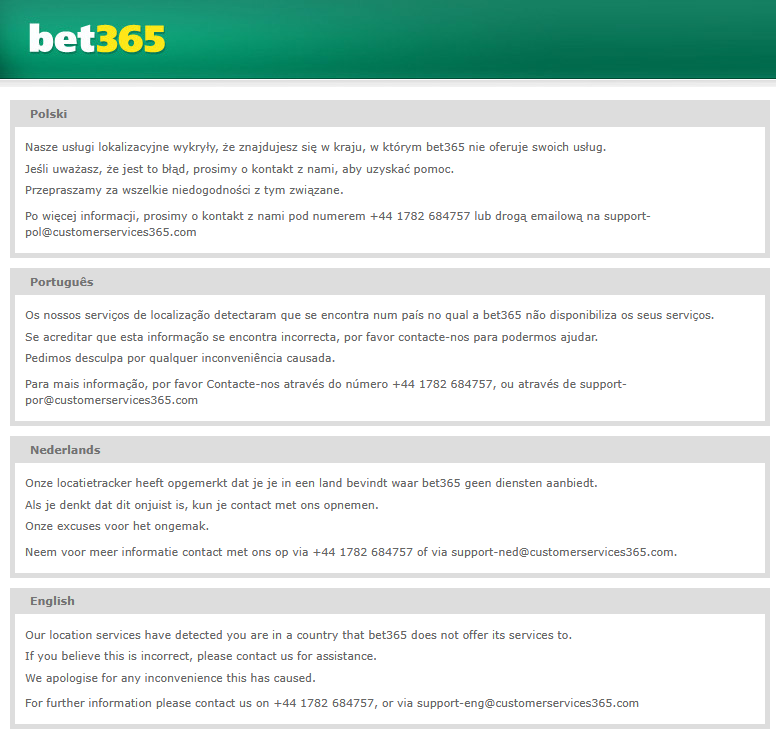 Is bet365 legaal in belgië? Gambling club bet365 legal error message belgium